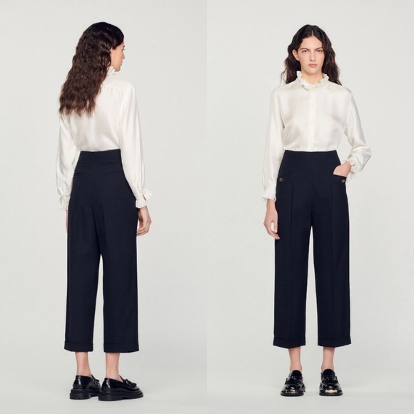 SANDRO Gary wool blend high waist trouser FINAL PRICE NO OFFERS CONSIDERED - Picture 3 of 8